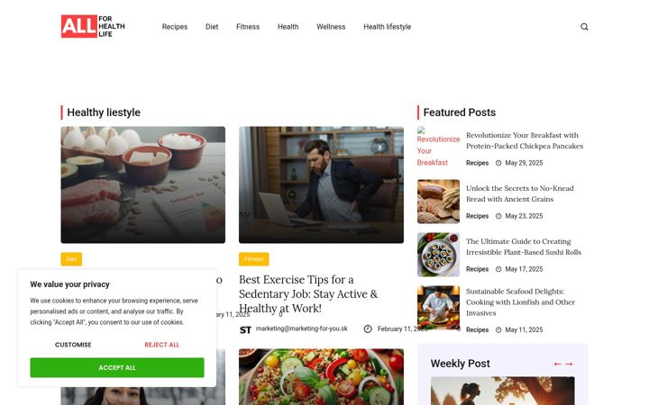 Screenshot di allforhealthlife.com