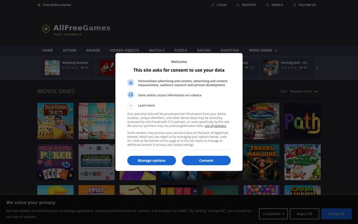 Screenshot of allfreegames.com