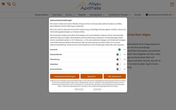 Screenshot of allgaeu-apo.de