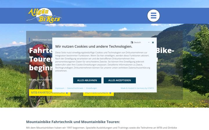 Snímek obrazovky allgaeu-bikers.de