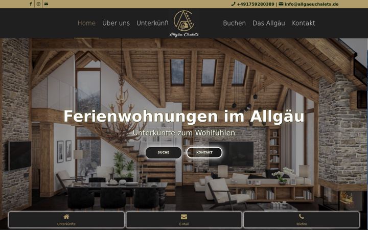 Zrzut ekranu allgaeuchalets.de