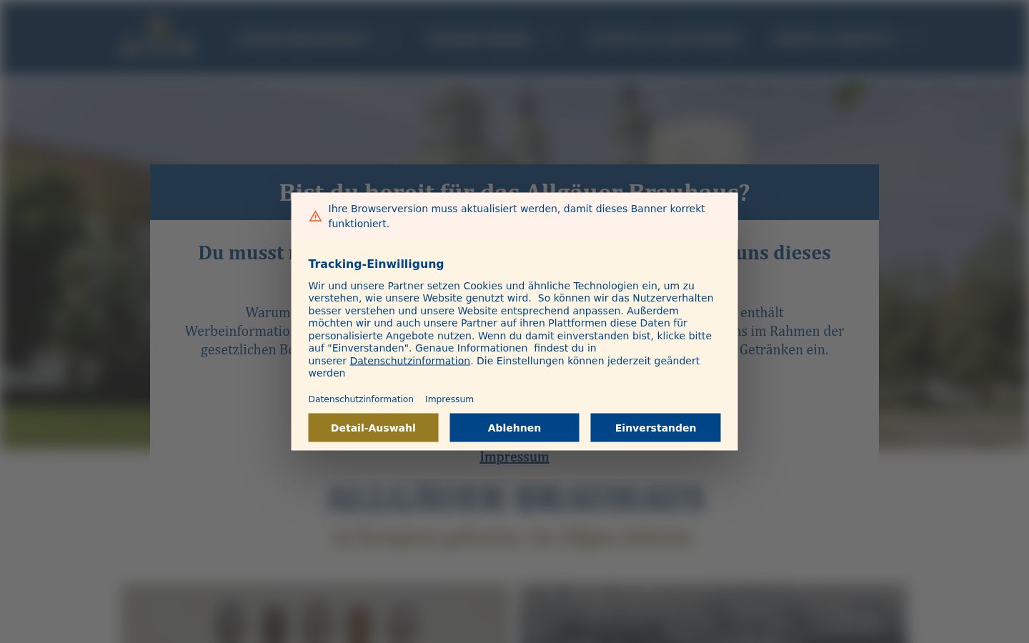 Screenshot of the consent banner shown before any interaction