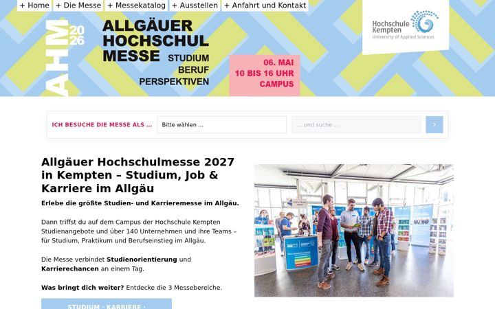 Screenshot stránky allgaeuer-hochschulmesse.de