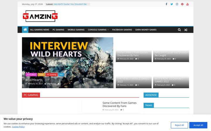 Screenshot of allgamzing.com