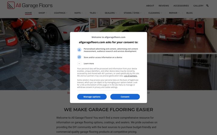 Screenshot of allgaragefloors.com