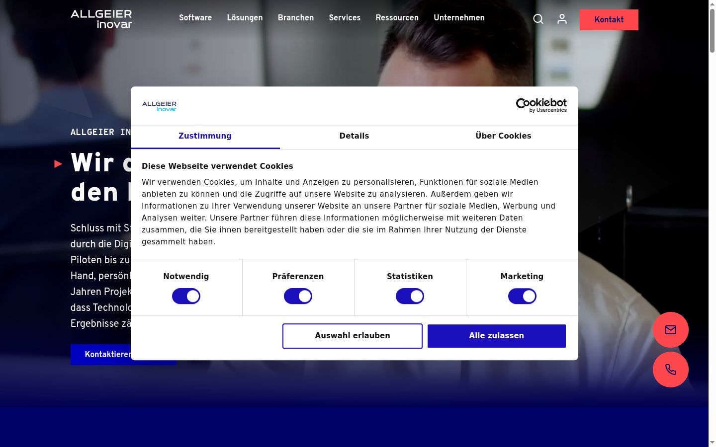 Screenshot of the consent banner shown before any interaction