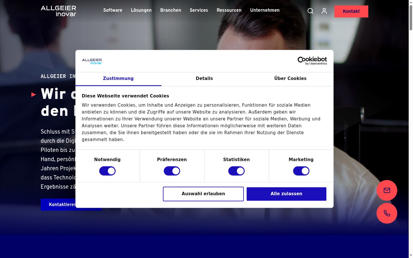 Capture d'écran de la bannière de consentement affichée avant toute interaction