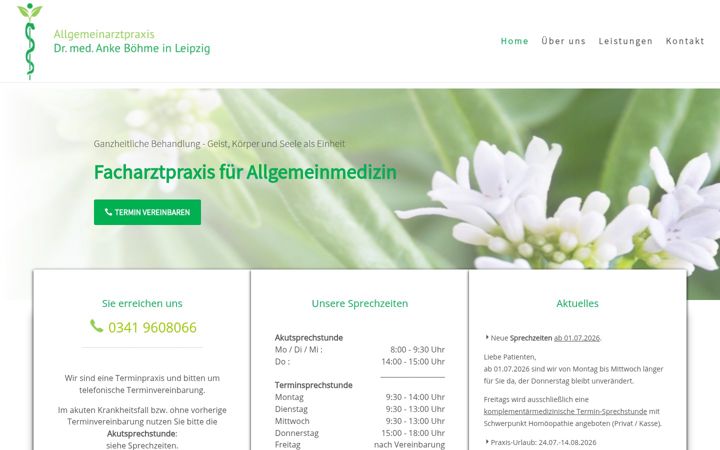 Screenshot of allgemeinarztpraxis-boehme.de