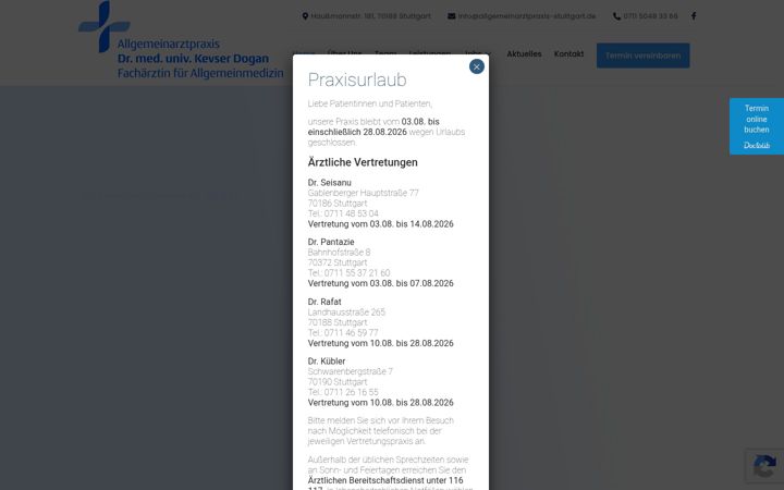 Screenshot of allgemeinarztpraxis-stuttgart.de