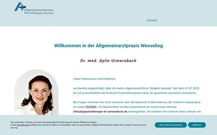 Screenshot of allgemeinarztpraxis-wesseling.de