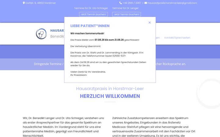 Screenshot of allgemeinmedizin-horstmar.de
