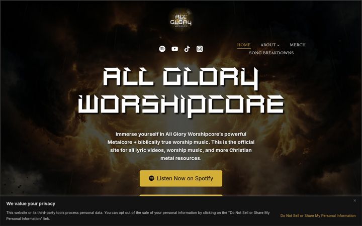 Screenshot of allgloryworshipcore.com