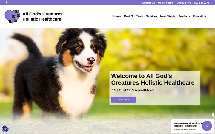Screenshot of allgodscreaturesvet.com