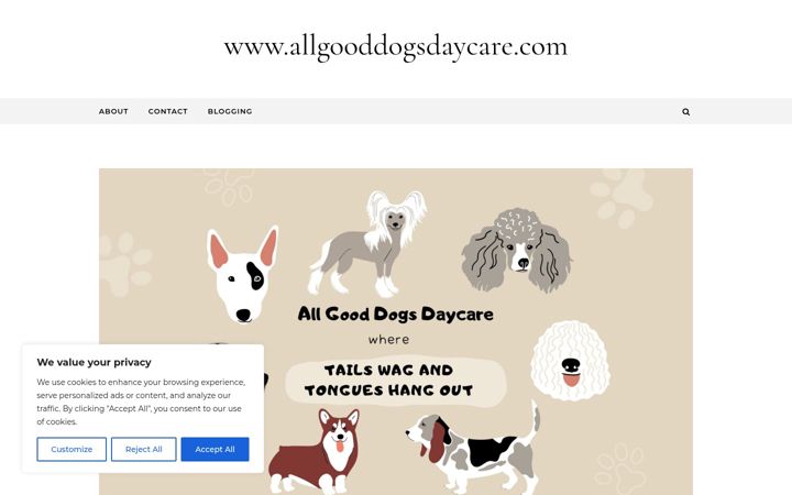 Skærmbillede af allgooddogsdaycare.com