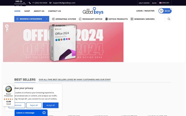 Ekrano kopija allgoodkeys.com