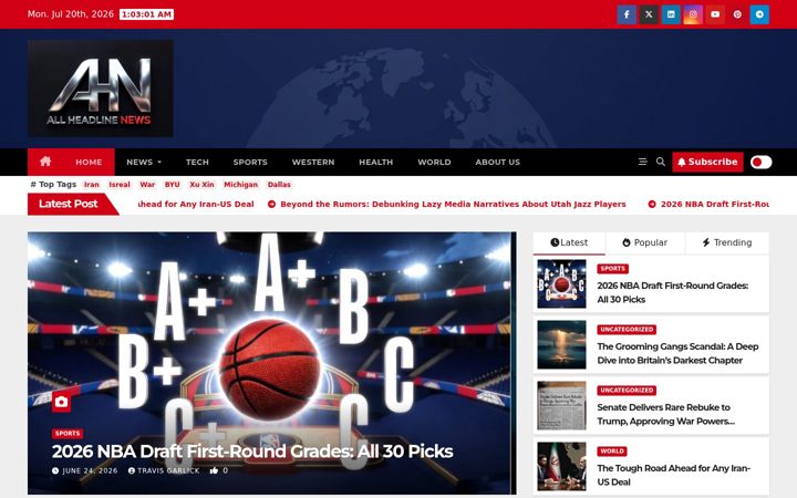 Screenshot of allheadlinenews.com