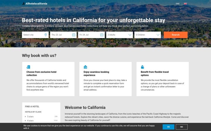 Screenshot of allhotelscalifornia.com