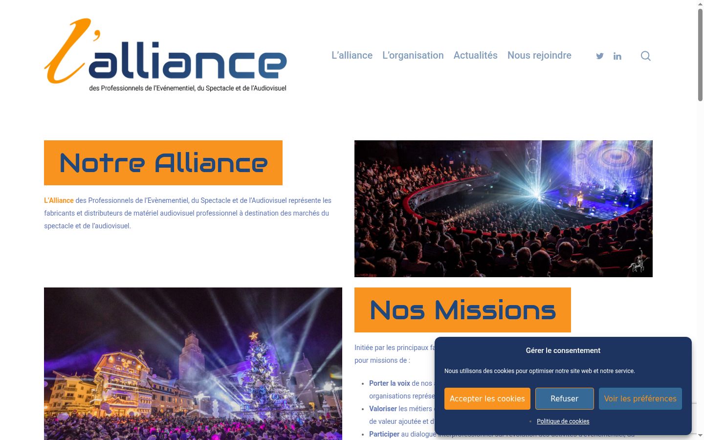 Captura de pantalla del banner de consentimiento mostrado antes de cualquier interacción