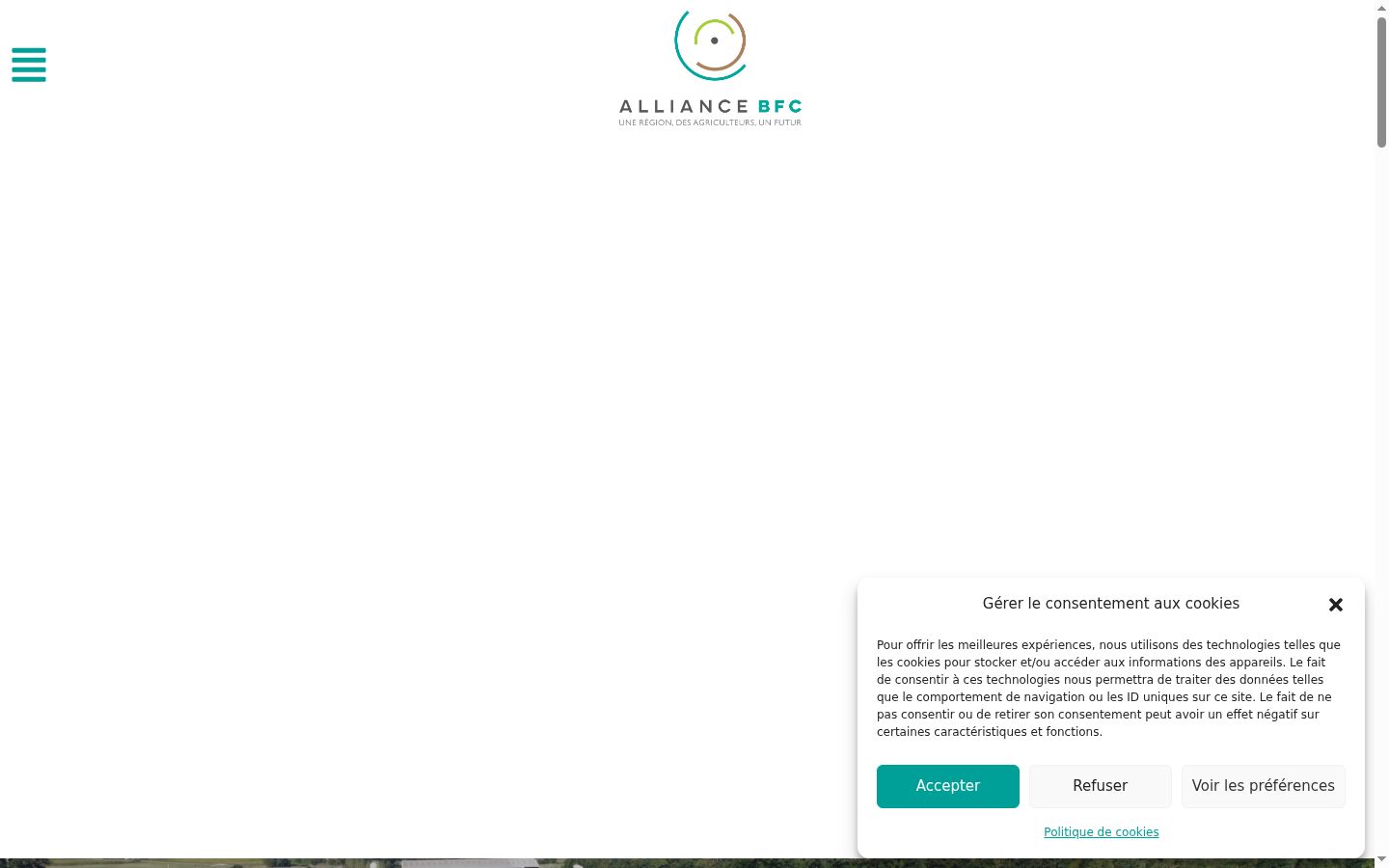 Captura de pantalla del banner de consentimiento mostrado antes de cualquier interacción