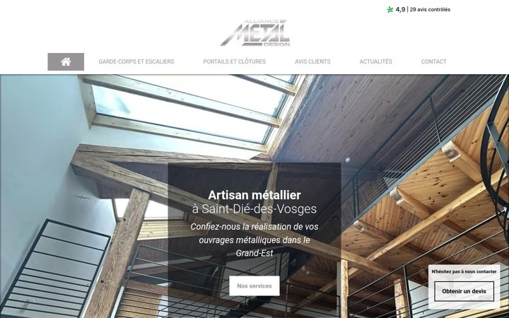 Screenshot van alliance-metal-design.com