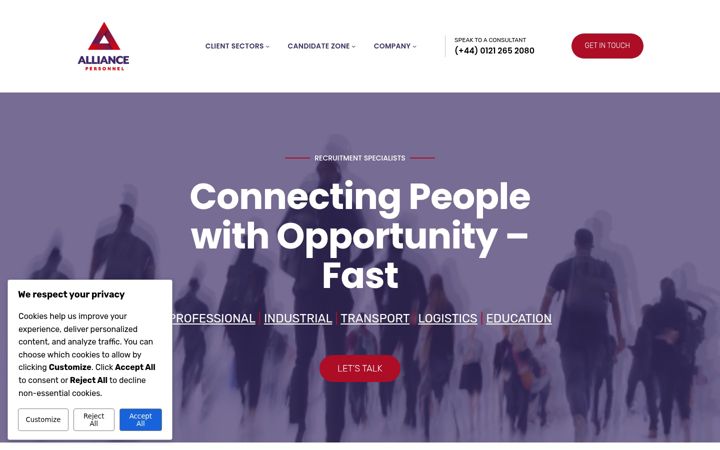 Screenshot of alliance-personnel.com