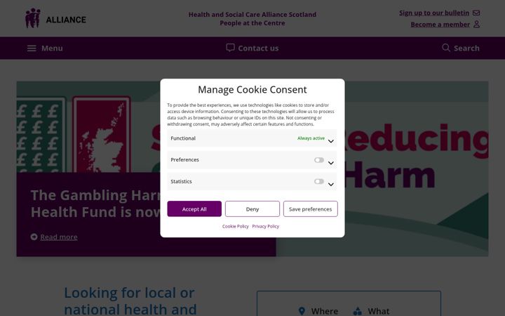 Screenshot of alliance-scotland.org.uk