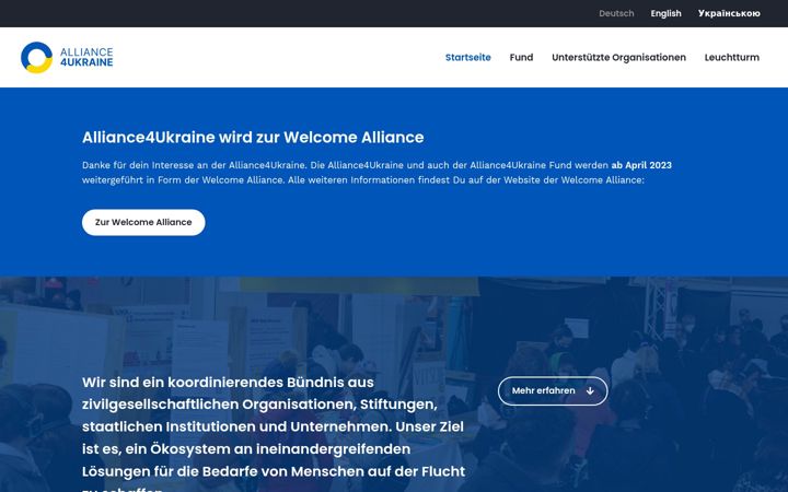 Екранна снимка на alliance4ukraine.org