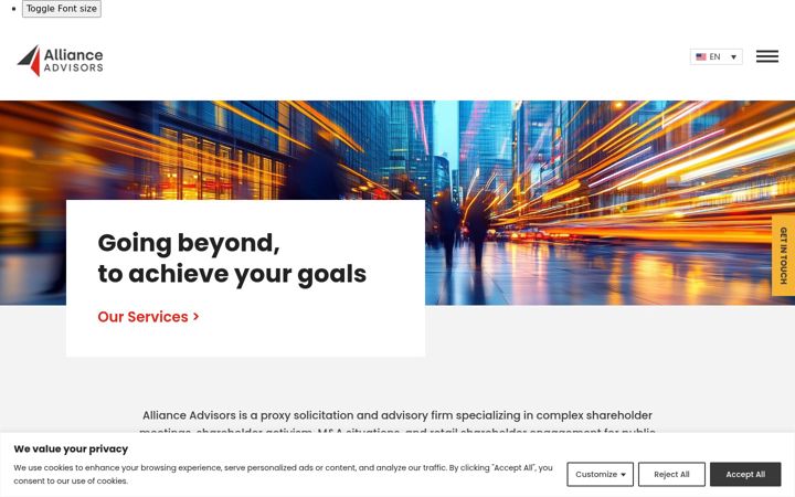 Screenshot ta' allianceadvisors.com