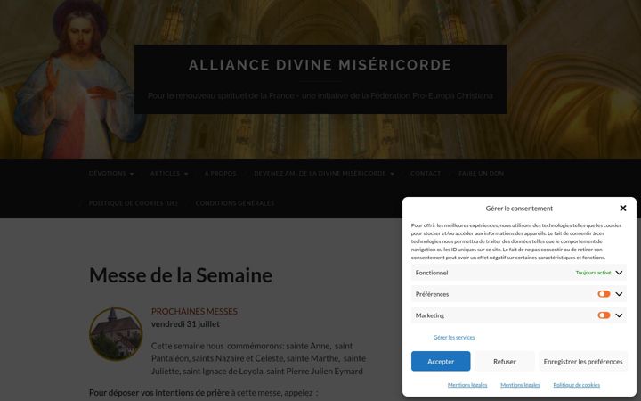 Screenshot of alliancedivinemisericorde.fr