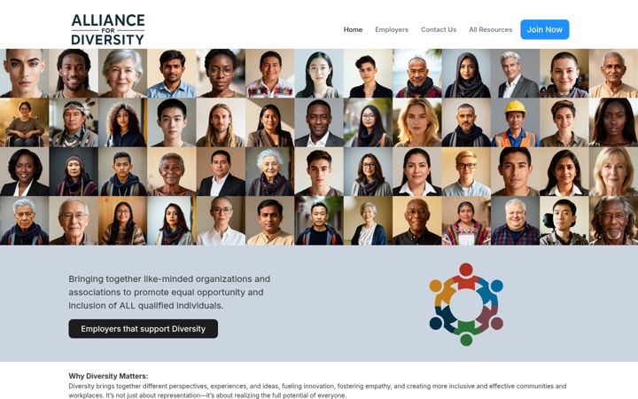 Екранна снимка на alliancefordiversity.org