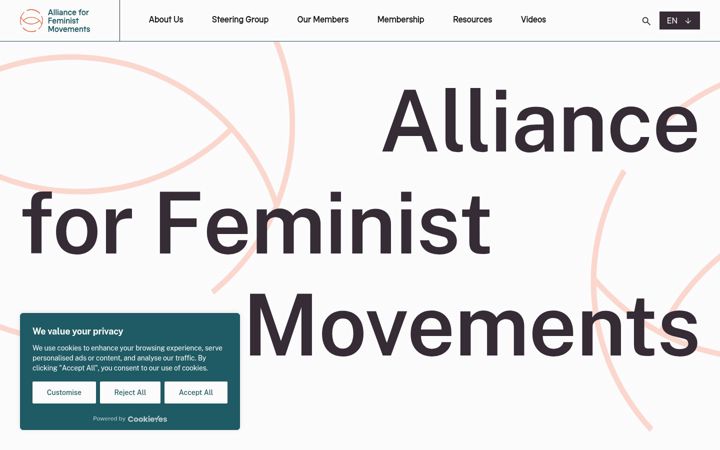 Ekrānuzņēmums no allianceforfeministmovements.org