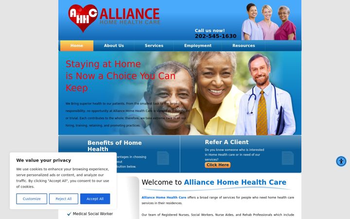 Screenshot of alliancehomehealth.net
