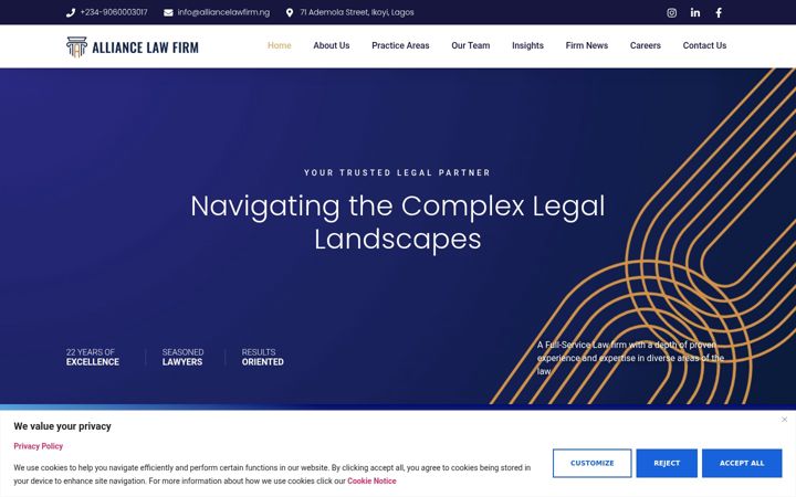 Screenshot of alliancelawfirm.ng