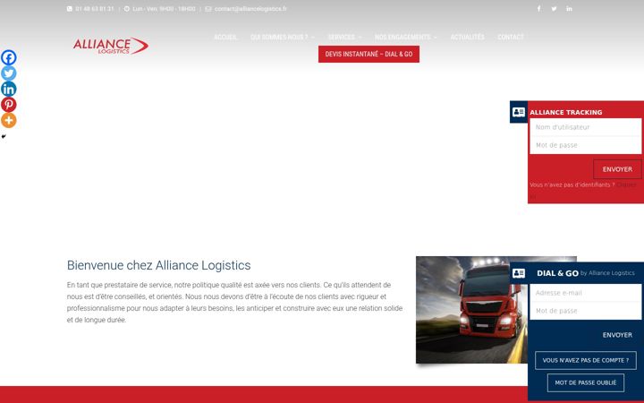 Skjermbilde av alliancelogistics.fr