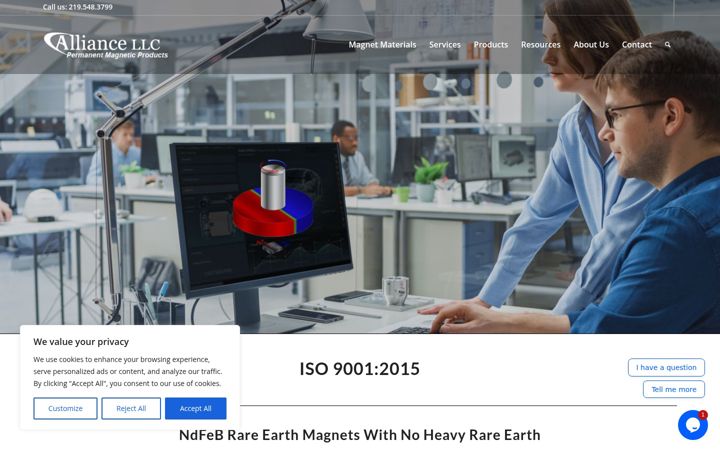 Screenshot of alliancemagnets.com