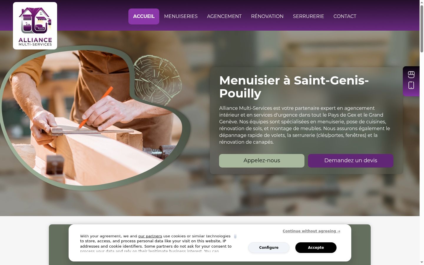 Screenshot of the consent banner shown before any interaction