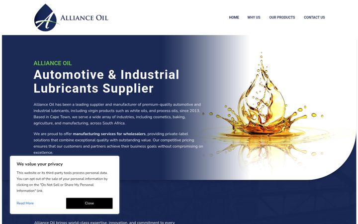 Screenshot von allianceoil.co.za