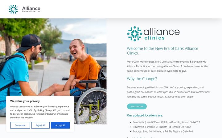 Ekrano kopija alliancerehab.com.au