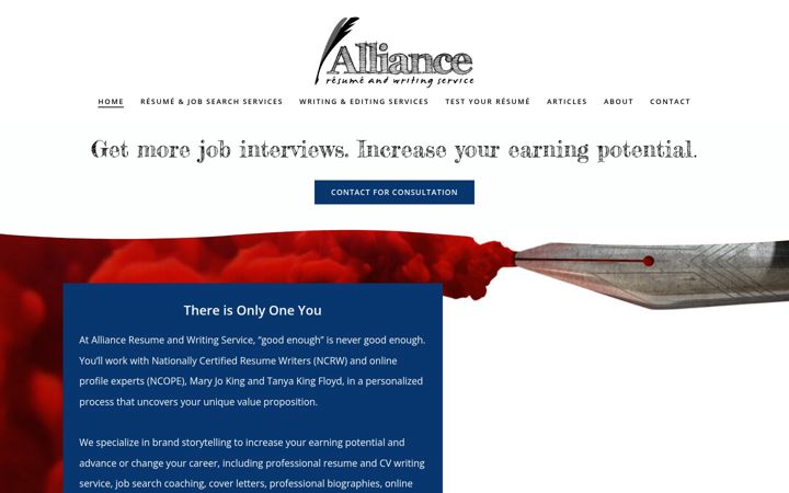 Skærmbillede af allianceresumeandwritingservice.com
