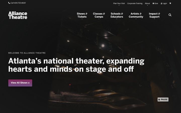 Screenshot of alliancetheatre.org