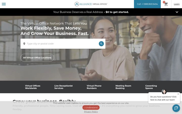 Screenshot of alliancevirtualoffices.com