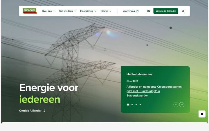 Screenshot of alliander.com