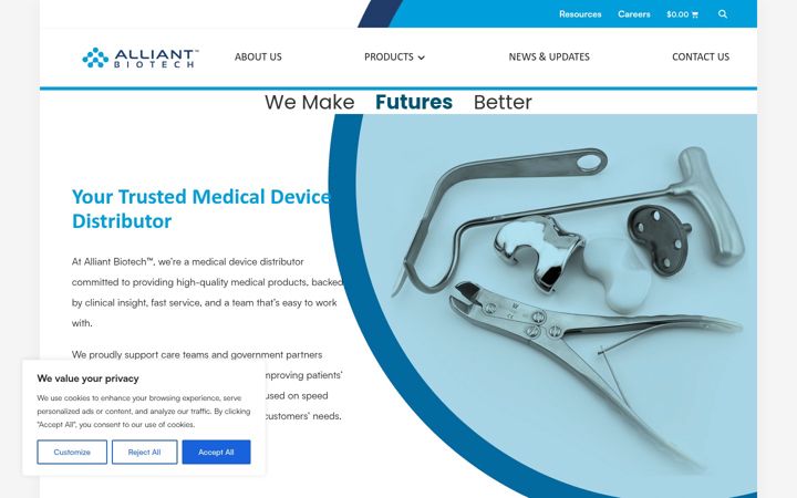 Screenshot of alliantbiotech.com