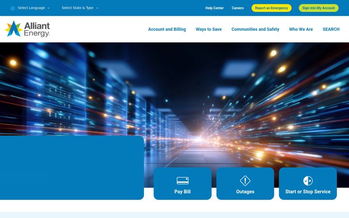 Screenshot of alliantenergy.com