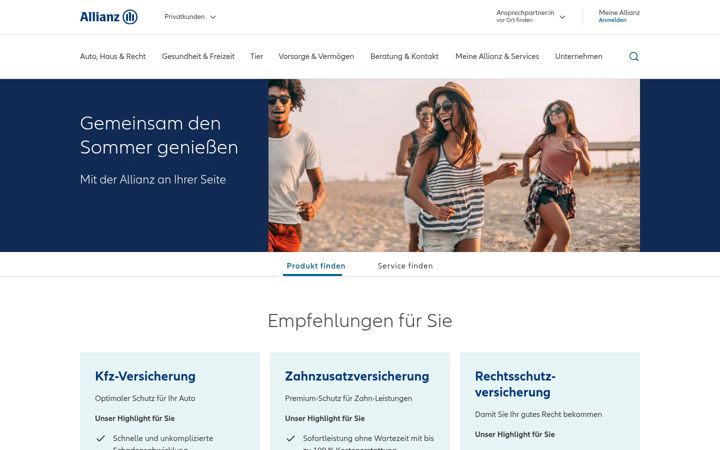 Ekraanipilt saidist allianz.de
