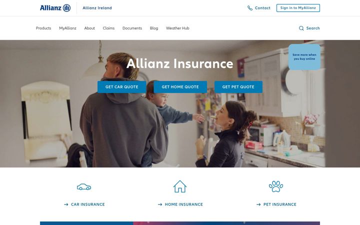 Screenshot of allianz.ie