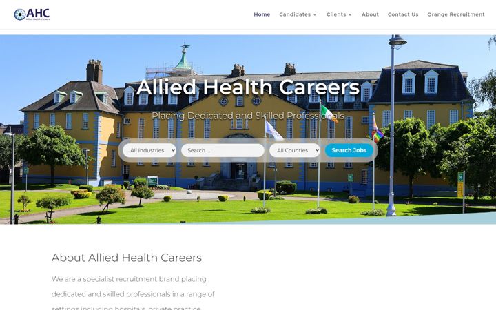 Screenshot of alliedhealthcareers.ie