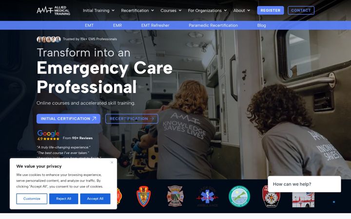 Screenshot of alliedmedtraining.com