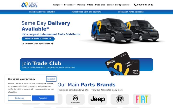 Screenshot of alliedparts.co.uk