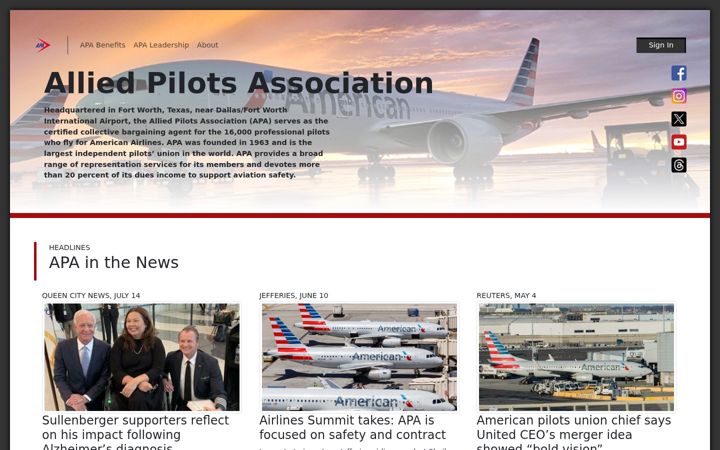 Skærmbillede af alliedpilots.org